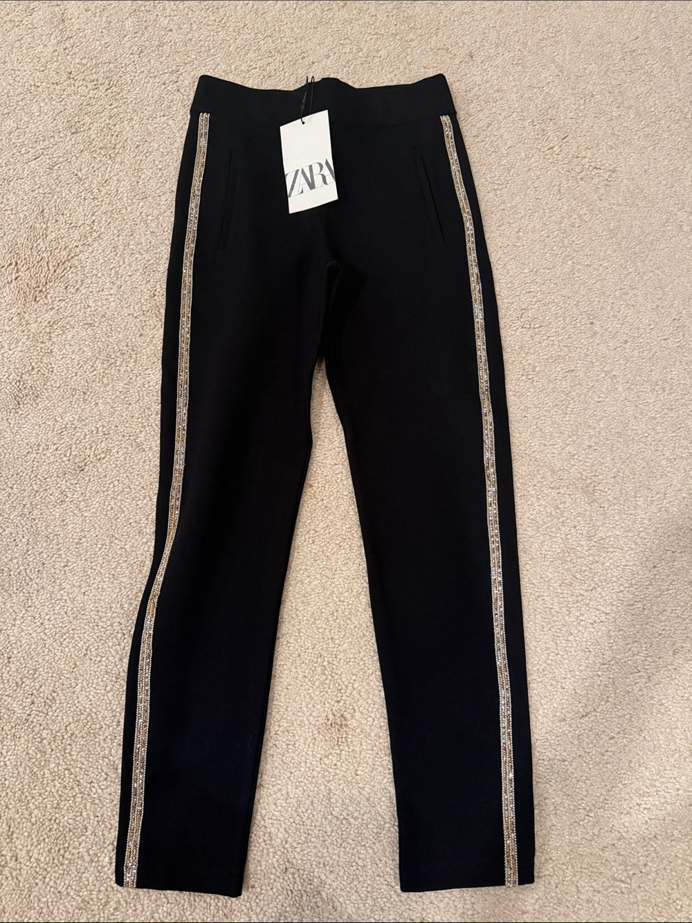 Zara Black Pants with Gold Trim